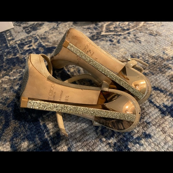 Jimmy Choo Claudette Glitter Nude Stiletto Heels - Picture 2 of 4